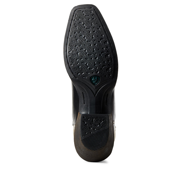 Ariat Womens Round Up Square Toe Limousine Black 10029756 - Sole View