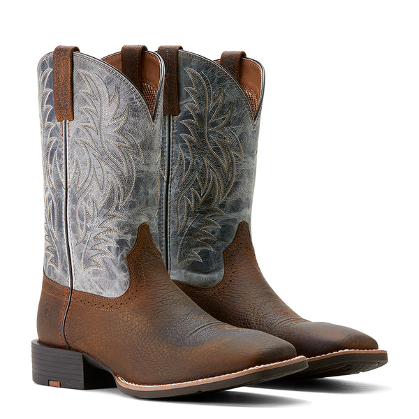 Ariat Mens Sport Western Wide Square Toe Earth Glacier Blue 10053731 - Pair View