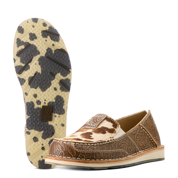Ariat Womens Cruiser Tan Floral Emboss Tan And White 10053680 - 3/4 Front View