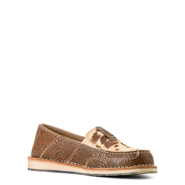 Ariat Womens Cruiser Tan Floral Emboss Tan And White 10053680 - Medial View