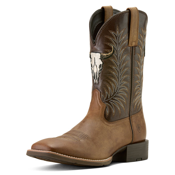 Ariat Mns Sport Steer Skull Sandstorm / Bitter Chocolate