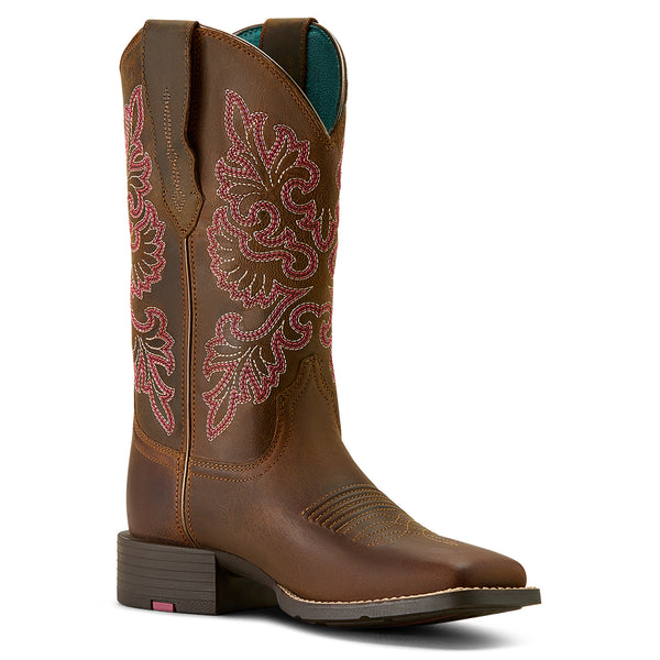 Ariat Wms Round Up Wide Square Toe Stretchfit Sassy Brown - View 2