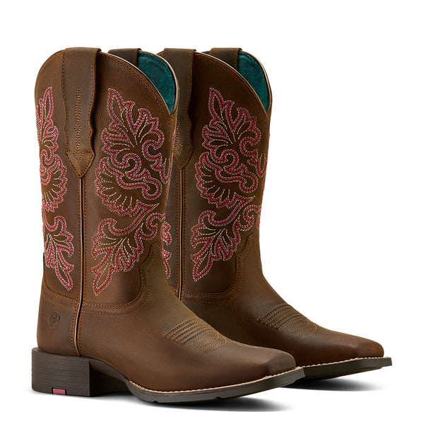 Ariat Wms Round Up Wide Square Toe Stretchfit Sassy Brown - View 4
