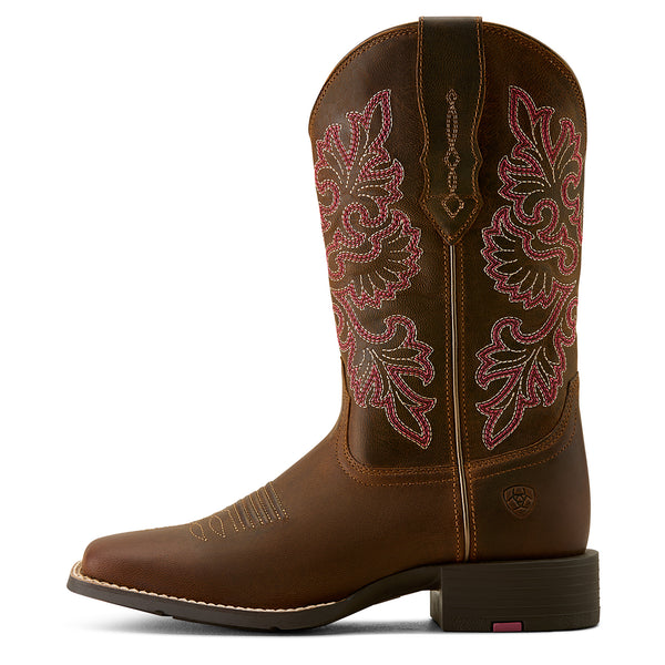 Ariat Wms Round Up Wide Square Toe Stretchfit Sassy Brown - View 3