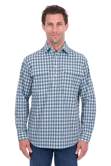 Hard Slog Men’s River Half Placket Long Sleeve Shirt - front