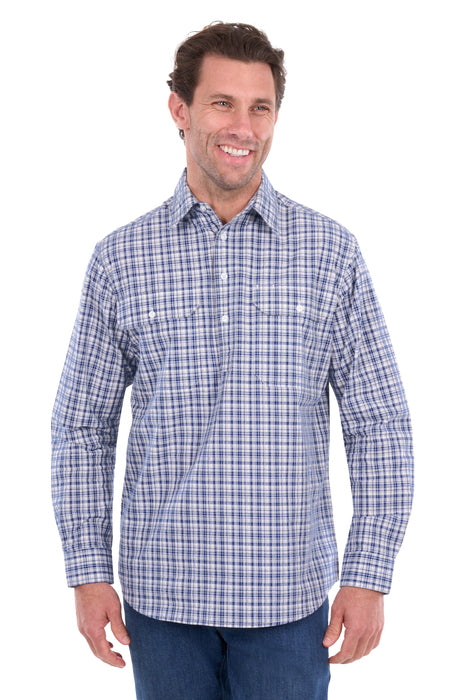 Hard Slog Men’s Brooks Half Placket Long Sleeve Shirt - front