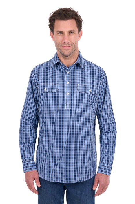 Hard Slog Men’s Wyatt Half Placket Long Sleeve Shirt - front