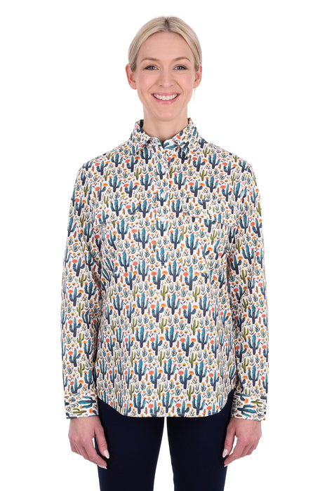 Hard Slog Women’s Alba Half Placket Long Sleeve Shirt - front