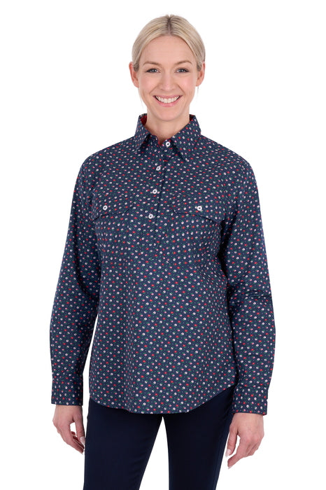 Hard Slog Women’s Fiora Half Placket Long Sleeve Shirt - front