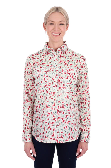 Hard Slog Women’s Clair Half Placket Long Sleeve Shirt - front