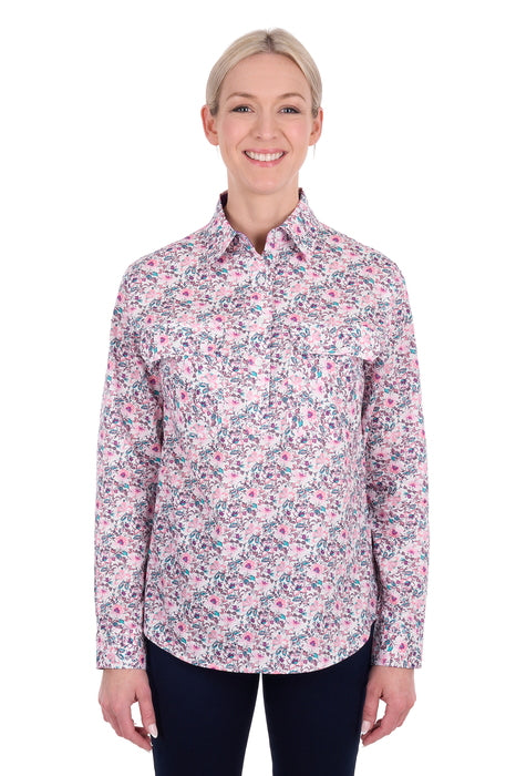 Hard Slog Women’s Joyce Half Placket Long Sleeve Shirt - front