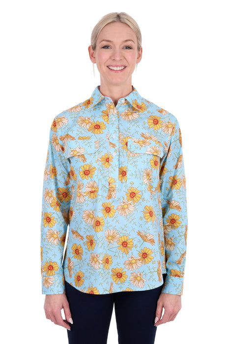 Hard Slog Women’s Sunday Half Placket Long Sleeve Shirt - front