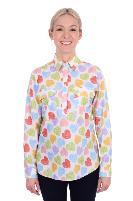 Hard Slog Women’s Polly Half Placket Long Sleeve Shirt - front
