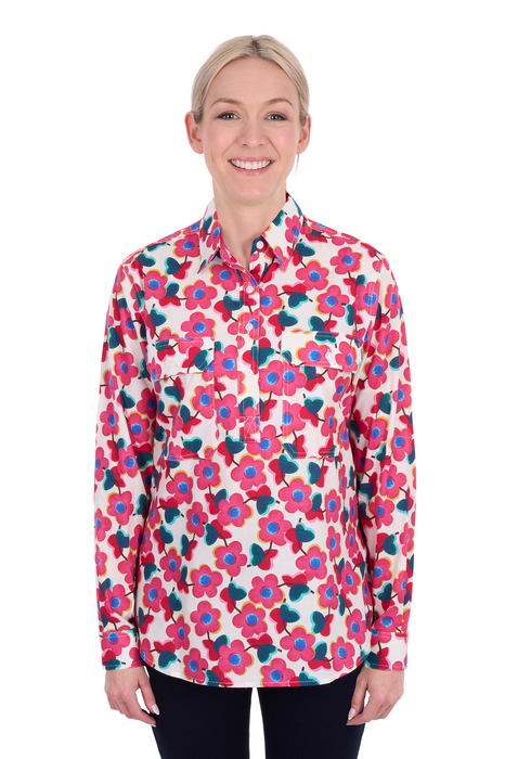 Hard Slog Women’s Lorri Half Placket Long Sleeve Shirt - front