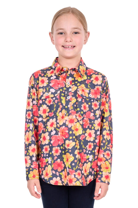 Hard Slog Kid’s Shanni Half Placket Long Sleeve Shirt - front
