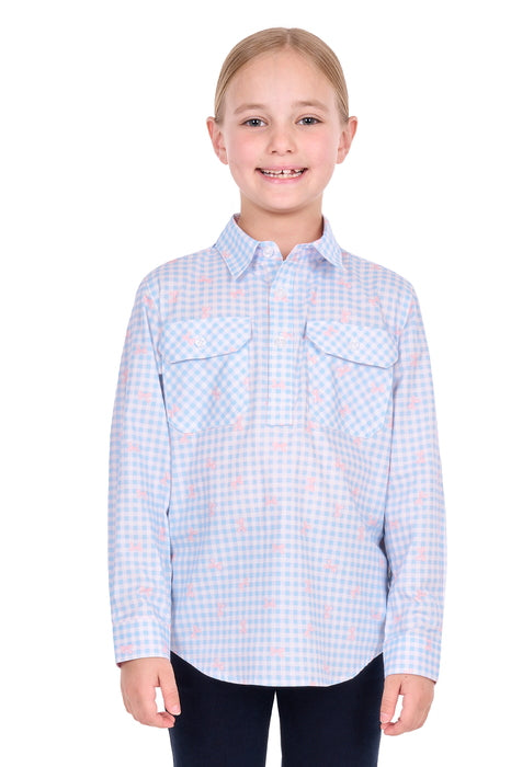 Hard Slog Kid’s Lillia Half Placket Long Sleeve Shirt - front