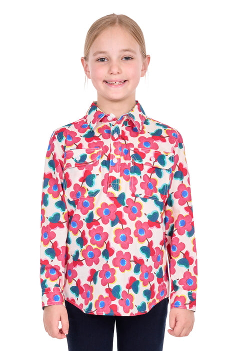 Hard Slog Kid’s Lorri Half Placket Long Sleeve Shirt - front