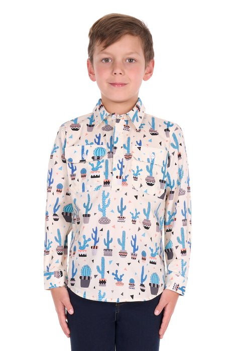 Hard Slog Kid’s Rocky Half Placket Long Sleeve Shirt - front