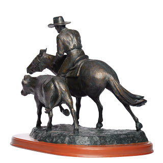"The Campdrafter" sculpture by Bradford Williams — back view