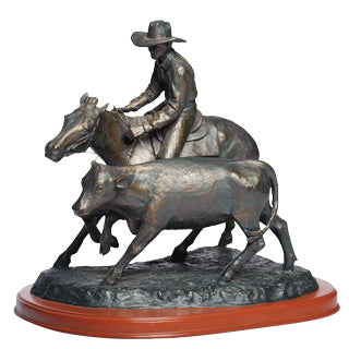 "The Campdrafter" sculpture by Bradford Williams — left side 1-4 view