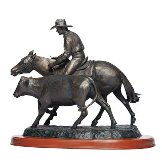 "The Campdrafter" sculpture by Bradford Williams — left side view
