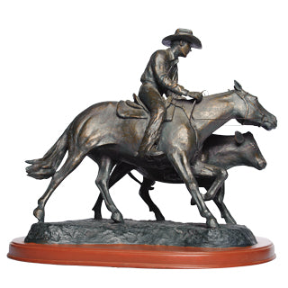 "The Campdrafter" sculpture by Bradford Williams — right side view