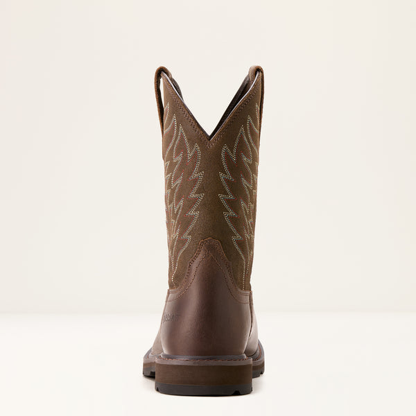 Ariat Mens Groundbreaker Wide Square Toe Brown 10020059 - Heel View