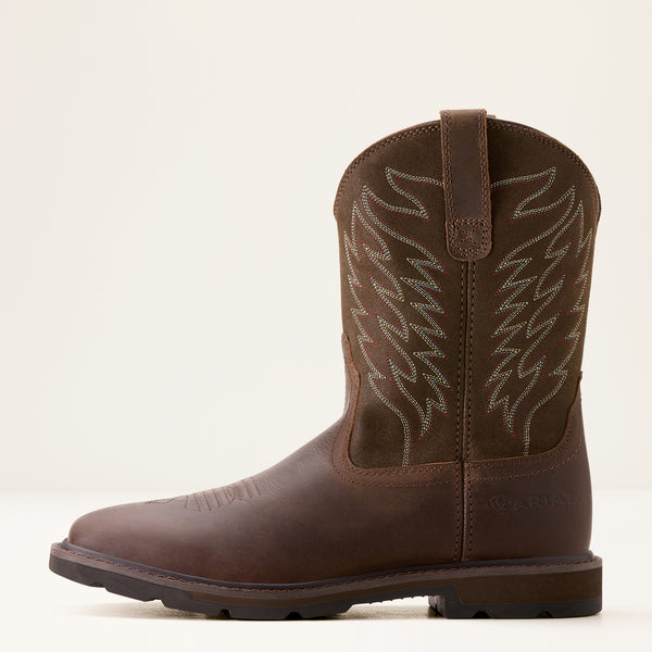 Ariat Mens Groundbreaker Wide Square Toe Brown 10020059 - Side View