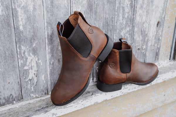 Ariat Mens Acton Distressed Brown boots lifestyle view