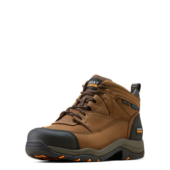 Ariat Mens DuraTerrain H2O Steel Toe Distressed Brown 10047764 - 3/4 Front View