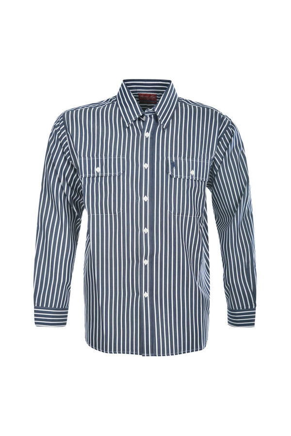 Thomas Cook Men's Winton Long Sleeve Shirt in Dark Navy – detail view