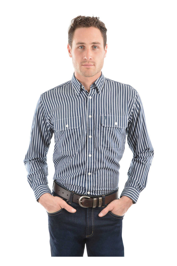 Thomas Cook Men's Winton Long Sleeve Shirt in Dark Navy – front view