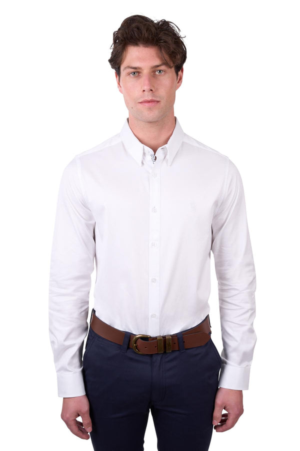 MENS CALLUM TAILORED LS SHIRT - White- Size XS