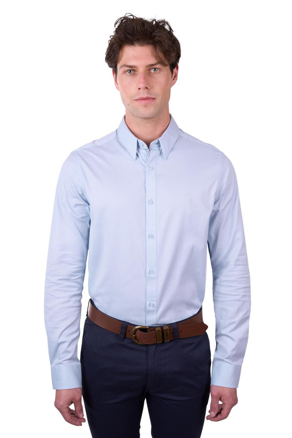 MENS CALLUM TAILORED LS SHIRT - Light Blue- Size XS