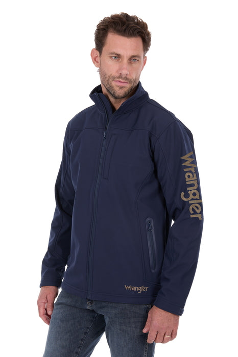 MENS LOGO SOFTSHELL JACKET - Navy- front