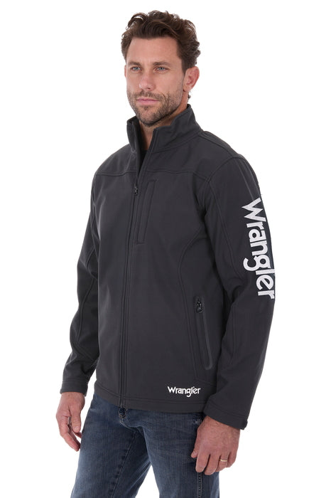 MENS LOGO SOFTSHELL JACKET - Charcoal - front