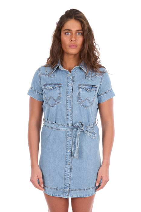 Wrangler Women’s Marla Short Sleeve Denim Dress - front