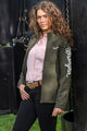 XCP2600900 Wrangler Women's Logo Softshell Jacket - Khaki/Light Pink - model